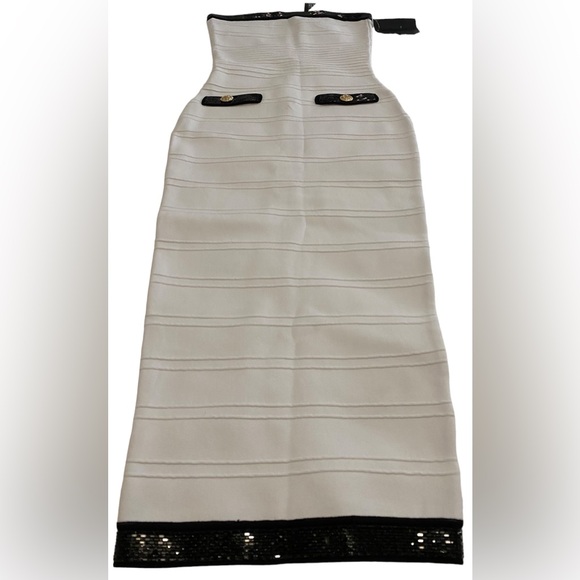 NEW Retrofete Jenn Strapless White & Black Embellished Dress S - Revolve - Picture 8 of 11